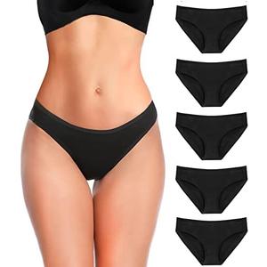YADIFEN 5 Pack Cotton Underwear for Women Hipster Panties Low Briefs Bikini Underwears XL