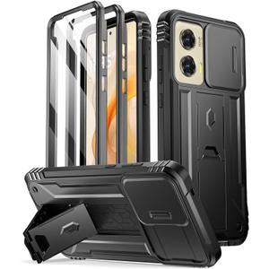 Poetic Revolution Case for Motorola Moto G Stylus 5G 2024,[Slide Camera Cover],[20FT Mil-Grade Drop Tested], Full-Body Grade Rugged Shockproof Cover with Kickstand and Built-in-Screen Protector, Black