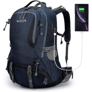 G4Free 50L Hiking Backpack Waterproof Daypack Outdoor Camping Climbing Backpack with Rain Cover for Men Women(Dark Blue)