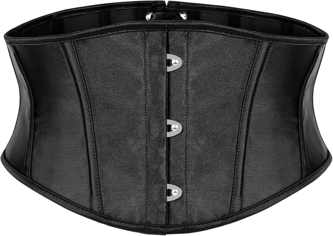 JASGOOD Corset Wide Belt for Women Boned Lace Up Underbust Renaissance Steampunk Pirate Halloween Belt (Fit Waist Size 28-31inch, Black)