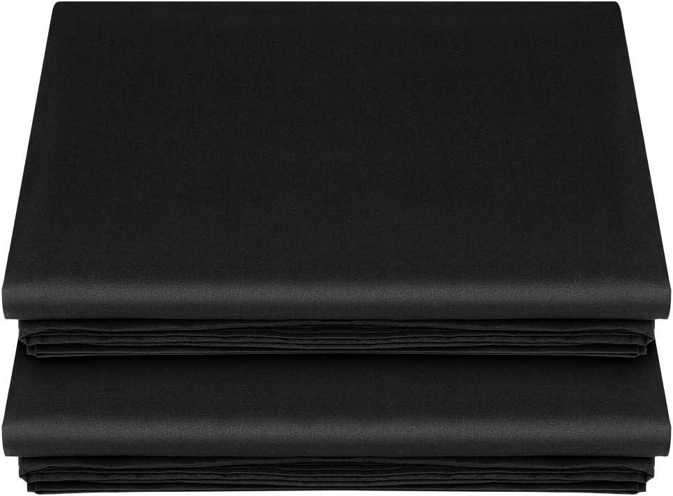 Lirex 2-Pack Full Size Flat Sheet Set, Ultra-Soft Brushed 1800 Microfiber, Breathable & Wrinkle-Free, Machine Washable (Black)