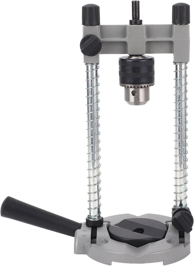 Portable Drill Press, Precision Drilling Jig Attachment with Chuck for Straight or Angled Holes, 1.5-13MM Clamp Range, 38-43MM Stand Hole, Adjustable Depth Stop, Spring-Load