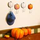 Weysat 4 Pcs Autumn Pumpkin Wall Hooks Pumpkin Key Holder Fall Towel Hooks Thanksgiving Wall Decor Heavy Duty Clothes Hanger for Fall Bathroom Living Room Decor