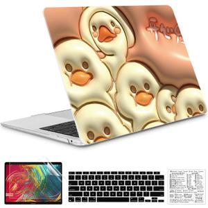 Compatible with MacBook Air 13 Inch Case 2022, 2021-2018 M1 A2337 A2179 A1932 Durable Hard Plastic Shell Case &Keyboard Cover&Mac OS Keyboard Sticker (Chick)