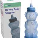 TalkTools Honey Bear Silicone Straw Cup, Dishwasher Safe Baby Drinking Bottle, Premium Food-Grade Material, Honeybear Sippy Cup for Ages 4+ Months, Kids and Toddlers (Single 8oz) (Ocean)