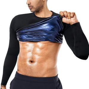 Sauna Sweat Suits Shirt Waist Trainer for Men Compression Vest Workout Gym Clothes Sweat Enhancer Long Sleeve XL