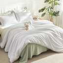 Litanika White Comforter Set Queen Size, 3 Pieces Lightweight Solid Bedding Comforter Set, All Season Fluffy Bed Set (90x90In Comforter & 2 Pillowcases)