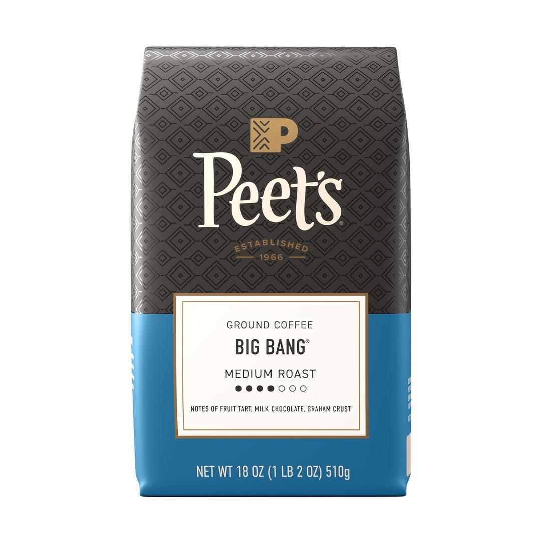 Peet's Coffee, Medium Roast Ground Coffee, 100% Arabica Coffee - Big Bang 18 Ounce Bag (EXP 03/11/27)