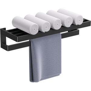 Matte Black Towel Rack 23.6-inch Towel Bar Double Towel Holder Stainless Steel Bathroom Hardware Accessories Set