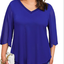 Plus Size Blouses for Women Ruffle 3/4 Sleeve Tops V Neck Casual Elegant Women's Tunic Top Mesh Loose Shirts XL