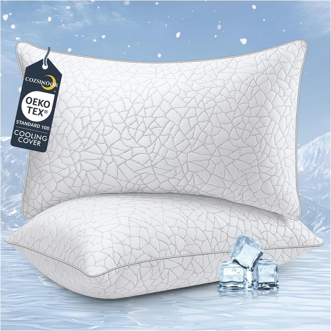 COZSINOOR King Size Bed Pillows - Breathable Premium Down Alternative Pillows Set of 2 for Side, Back, and Stomach Sleepers Cooling Hotel Quality Fluffy Soft Microfiber Fill Skin-Friendly