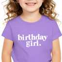 2 x Birthday Girl Shirt Outfit Year Old Kids for Toddler 1st 2nd 3rd 4th 5th 6th 7th (Purple)