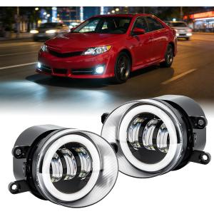 Upgrade LED Fog Light Assembly Fit For Toyota Camry(2007-2014),For Toyota Venza(2009-2016),6000K White Front Bumper LED Driving Lamps Assembly Driver and Passenger Side