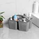 UUJOLY Plastic Portable Shower Caddy Bucket, Cleaning Shower Basket with Handle Compartments Storage Organizer for Bathroom Kitchen College Dorm Sink, Grey