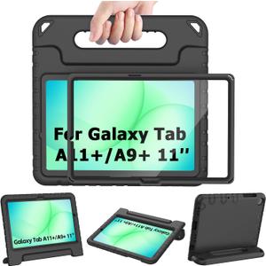 AVAWO Shockproof Kids Case for Samsung Galaxy Tab A11+ Plus/A9+ Plus 11 inch with Built-in Screen Protector,Black