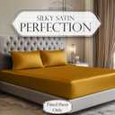 DECOLURE Satin Fitted Sheet Queen Size (1 PC) – Luxuriously Smooth & Softer Than Silk Bed Sheets w/ 15 Inch Deep Pocket Hypoallergenic Wrinkle Free, Secure Snug Fit, Elastic Corner Straps (Gold)