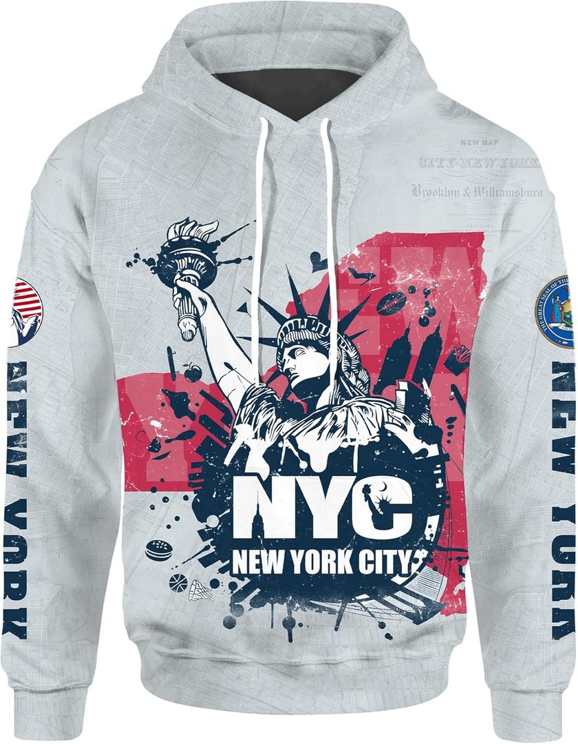 Unisex 3d printed American USA States Hoodie Pullover Sweatshirts Hoodies (Small, Ashgrey)