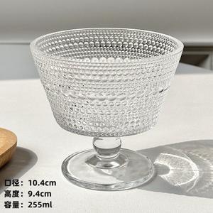 Vintage Relief Sunflower Glass Bowl, Home Ice Cream Bowl, 4PCS, Crystal Cups