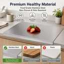 Stainless Steel Cutting Board with Lip, Food Grade Metal Cutting Board for Kitchen, Non-Porous, Large Countertop Chopping Board for Meat, Fruit, Vegetables and Dough Rolling (23.6"L x 15.8"W), 23.6"L x 15.7"W