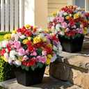 8 Bundles Artificial Roses for Front Door Outdoor Decor, Realistic Fake Silk Bouquets Flowers Faux UV Resistant Real Looking Rose Plants for Garden Farmhouse Home Spring Summer Decor (Mixed Color)
