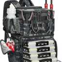 MATEIN Fishing Backpack with 4 Tackle Boxes, Fishing Bag with Rod Holder & Safety Compass & Cooler, Gifts for Fishermen, Large