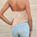 Yousify Womens Floral Tube Top Summer Mesh Strapless Ruched Asymmetrical Hem Drawstring Boho Y2k Bandeau Tops (Small, Suit 4)