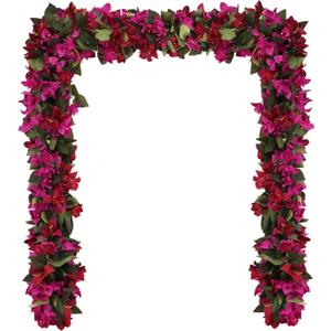 4PCS 7.2ft/Piece Artificial Bougainvillea Flowers Garland Deep Pink and Red Vines Silk Bougainvillea Artificial Flowers for Wedding Arch Table Garden Wall Decor(Deep Pink and Red)