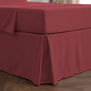 Mellanni Bed Skirt Queen Size - Bed Skirting - 15-Inch Tailored Drop Pleated Dust Ruffle - Hotel Luxury Bedding - Wrinkle, Fade, Stain Resistant - 1 Bedskirt (Queen, Brick Red)