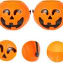 Ciieeo 6Pcs Halloween Pumpkin Candy Buckets Mini Plastic Orange Jack-O-Lantern Storage Containers for Party and Treats