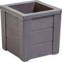 Step2 Lakewood Square Planter, Large Planters for Outdoor Plants, Gardening and Flower Pot for Patio or Porch, Efficient Drainage, Durable Plastic, Dark Cedar, 1-Pack