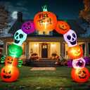 10FT Halloween Inflatables Pumpkin Skeleton Archway with Built-in LED Lights  Blow Up Yard Decoration with Candy Pumpkins for Indoor Outdoor Lawn Garden
