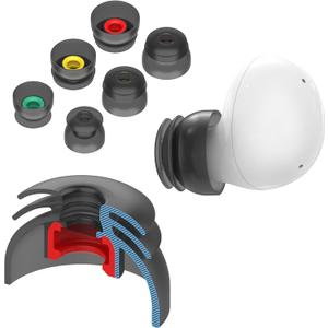 Premium Multi-Flange Eartips for Galaxy Buds2/Galaxy Buds FE (Black)  Always Fits, Never Slips