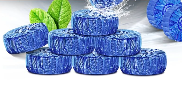 Toilet Bowl Cleaners, Automatic Toilet Bowl Cleaner Tablets Blue Gel Powerful Clean, Septic Safe Toilet Tank Cleaner, Bathroom Deodorizer & Prevent Stain, Fresh Scent-4pack