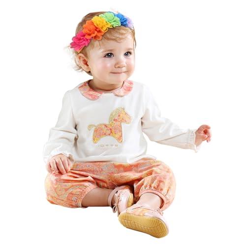 Pejlnd Rainbow Flower Hairband - 1Pcs Hawaiian Flower Headband Floral Crown Elastic Newborn Headband Soft Stretchy Infant Headbands Hair Band for Baby Girls Toddlers Kids Gifts