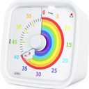 Yunbaoit Visual Timer with Protective Case, Rainbow Disk 60 Minute Countdown Timer for Kids and Adults, Silent Time Management Tool(White)