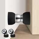 Powerful Magnetic Door Stopper - 2 Pcs Stainless Steel Mini Door Stop, Heavy Duty Magnetism Door Holder for Bedroom, Bathroom, Kitchen, Home, Office (Black)