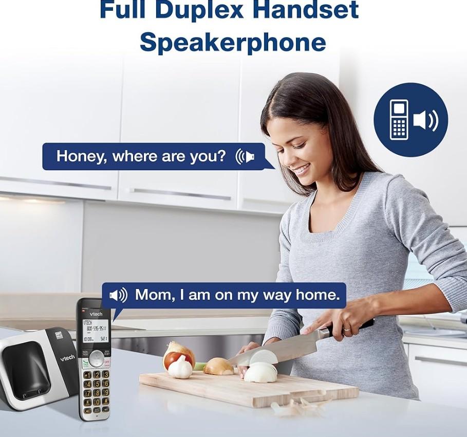 VTech Cordless Phone with DECT 6.0, Full-Duplex Speakerphone, Lighted Display, Backlit Keypad, Caller ID/Call Waiting, Volume Control, Hearing Aid Compatible, Wall Mount | VG131-11 (Black)