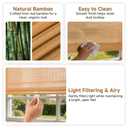 Zeluna Cordless Bamboo Roman Shades for Windows, 24" W x 48" H