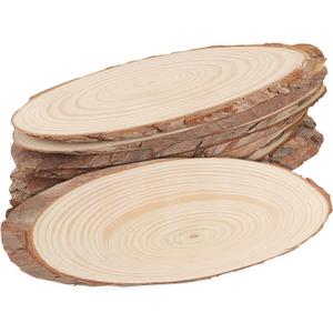 10 PCS Oval Wood Slices, Length 12 Inch and Width 3.9-4.7 Inch Craft Wooden Slices, Unfinished Wood Slices for DIY Wedding