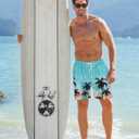 Goodstoworld Mens Swim Trunks with Compression Liner 9'' Inseam Quick Dry Swimsuit Shorts M-3XL (Large, Hawaiian Blue)