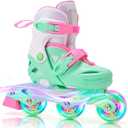 2PM SPORTS Inline Skates for Kids Girls Boys Ages 4-8 6-12 with Light Up Wheels, Adjustable Kids Roller Skates Blades for Youths Beginners