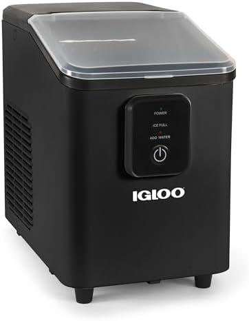 Igloo Self-Cleaning Countertop Ice Maker - Compact and Portable - Creates 26 lbs. Per Day, 8 Pieces Ready Every 7-8 Minutes - Includes Ice Scoop and Basket - Black