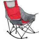 SUNNYFEEL Oversized Rocking Camping Chair, Fully Padded Patio Chair with Side Pocket, High Back Portable Lawn Recliner with Headrest, Outdoor Camp Rocker Chairs for Adults Heavy Duty 500 LBS Carry Bag, 1 PC