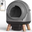 Self Cleaning Litter Box for Multiple Cats, G1 Automatic Cat Litter Box, Self-Cleaning Robot with Smart APP Control and Health Monitoring, Includes 2 Roll Trash Bag and Litter Mat, Grey