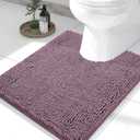 Smiry Luxury Chenille Toilet Rugs U-Shaped 24x20, Soft Absorbent Non-Slip Contour Bathroom Rugs for Toilet, Machine Washable Contoured Bath Mats, Deep Plum