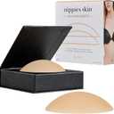 Nippies Non-Adhesive Bra Liner Nipple Covers for Women  Reusable Silicone No-Show Inserts with Travel Box (Size 2 (Fits D+ Cups), Crme)