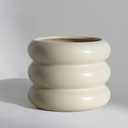 Ceramic Plant Pot Indoor, 4.5 Inch Flower Pot with Drainage Hole, Small Bubble Design Ceramic Planter for Home & Office Decor (Beige)