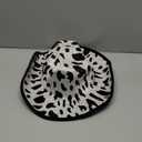 Zodaca Cow Print Cowboy Hat for Men, Women, Western Cowgirl Hat for Halloween Costume, Birthday Party (Unisex, Adult Size, Black)