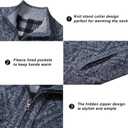 VtuAOL Men's Cardigan Sweaters Full Zip Sweaters Stand Collar Casual Knitted Cardigan with Pockets (Gray, L)