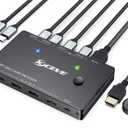 USB C KVM Switch 4K@60Hz,MLEEDA USB C Switch 2 Computers Share 1 Monitor and 4 USB Devices,Compatible with Thunderbolt 3,with 100 W Power Delivery Option,Wired Remote and 3 Cables Included
